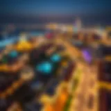 Stunning aerial view of Global Village Dubai during evening hours