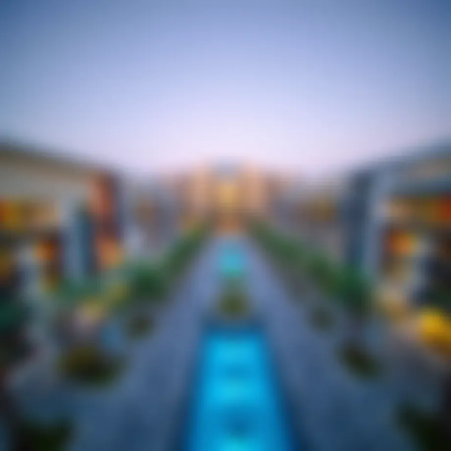 A panoramic view of Jysk Al Maryah showcasing its modern architecture and vibrant surroundings