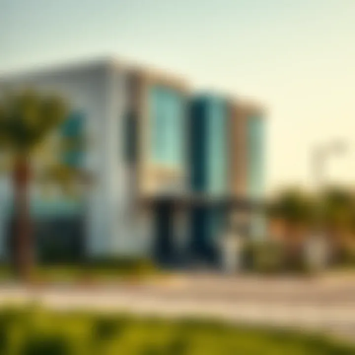Modern real estate developments near Kornish Al-Qawasem
