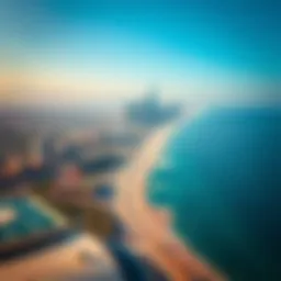 Aerial view of Mamzar Beach with stunning skyline