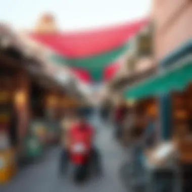 Local Market Vibes in Mirdif A vibrant local market scene in Mirdif complete with shops and cafes