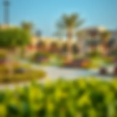 Community Park in Mushrif Village Vibrant community park in Mushrif Village with lush greenery and seating areas