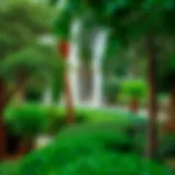 Lush greenery in Nad Al Hammar Gardens