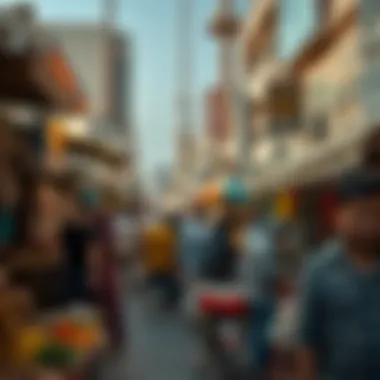 Cultural Richness at the Market The bustling market scene highlighting the cultural richness of Bur Dubai