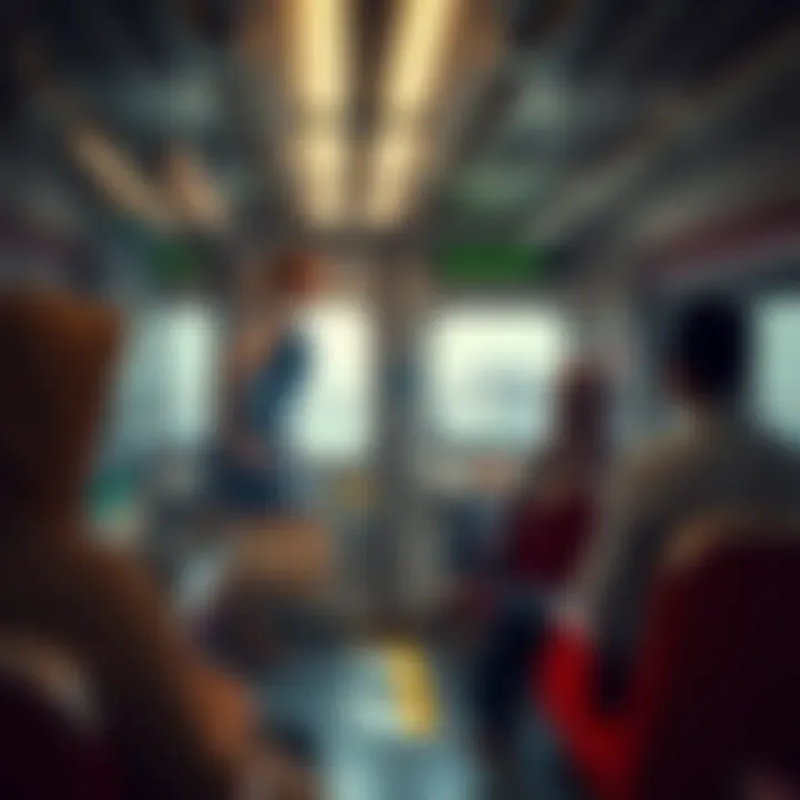 Passengers enjoying the scenic views outside while traveling on the Dubai Metro.