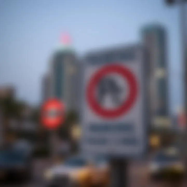 Signage indicating parking regulations in Dubai