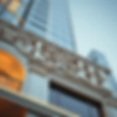 Close-up of the intricate design elements of the Regal Tower's facade