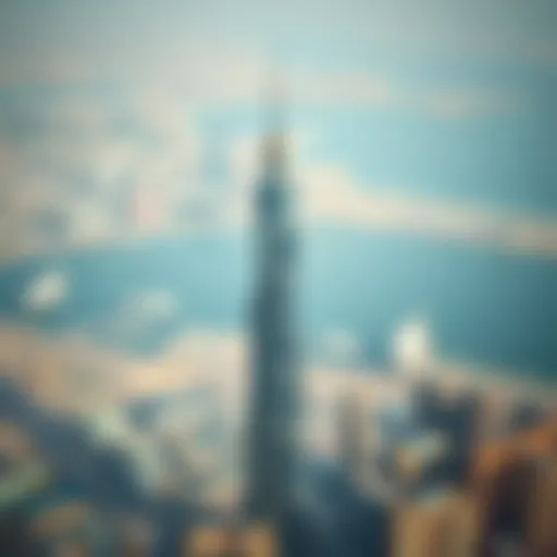 Aerial view of Shatha Tower showcasing its architectural brilliance amidst Dubai skyline