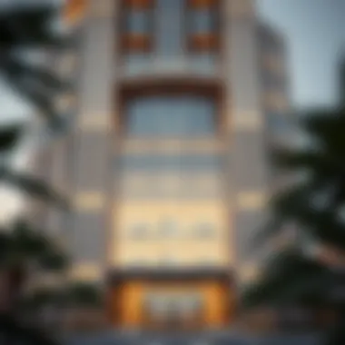 Façade Design of Shatha Tower Close-up of Shatha Tower's unique façade highlighting design details