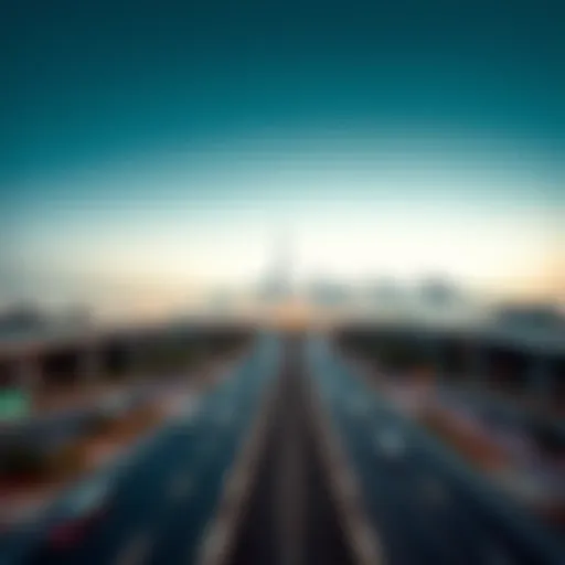 Panoramic view of Sheikh Mohammed Bin Rashid Road showcasing the skyline