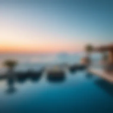 Serene Poolside Retreat in Dubai Breathtaking poolside area with city skyline view from Six Senses Residences