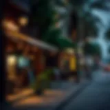Vibrant street view of الرقة showcasing local shops and cafes