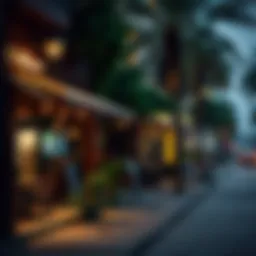 Vibrant street view of الرقة showcasing local shops and cafes
