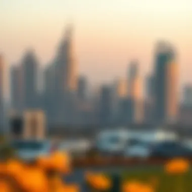 Springtime Dubai Skyline Vibrant Dubai skyline during spring