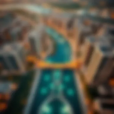 Aerial view showcasing The Crescent's real estate potential
