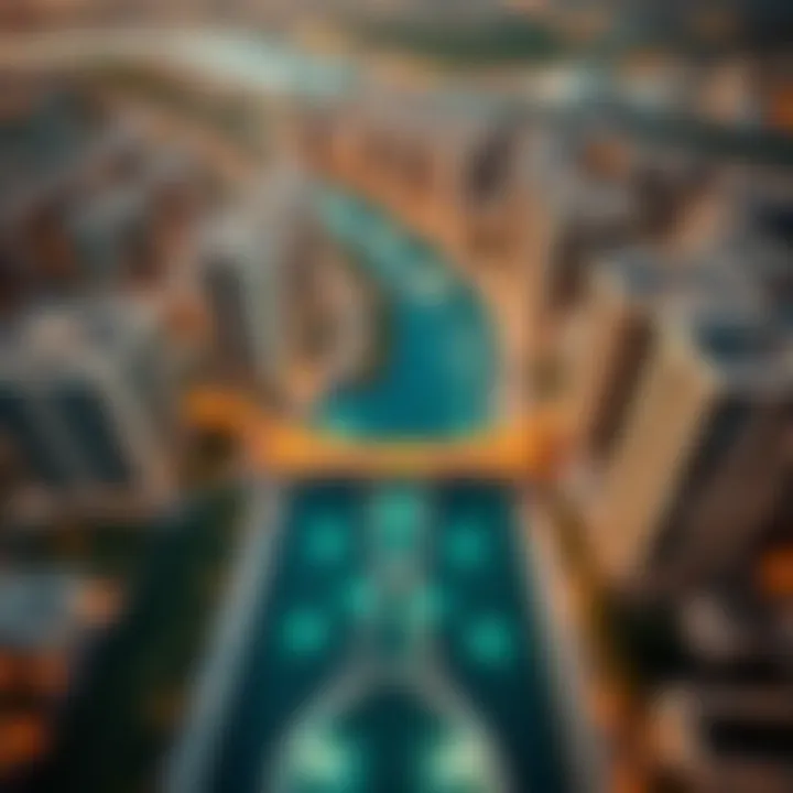 Aerial view showcasing The Crescent's real estate potential