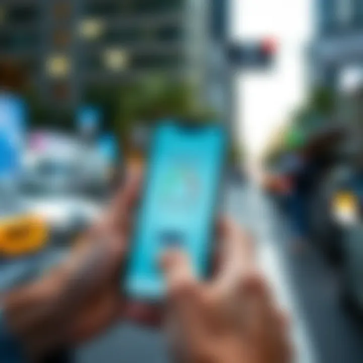 Ride-sharing app interface on a smartphone