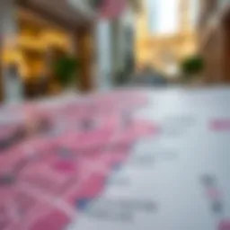 A detailed map of Dubai showcasing postal code areas