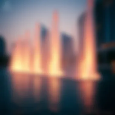 Close-up of the Dubai Fountain During Performance Close-up of the Dubai Fountain during performance