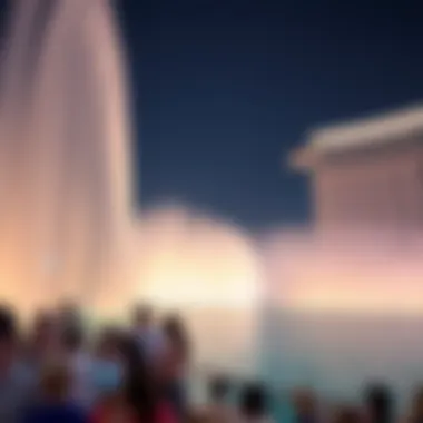 Crowd Enjoying the Dubai Fountain Show Crowd enjoying the Dubai Fountain show