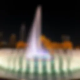 Spectacular view of the Dubai Fountain at night