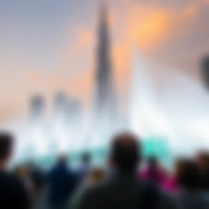 Visitors enjoying the Burj Khalifa Fountain show