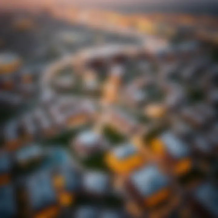 Aerial view of Yas Land showcasing its real estate developments